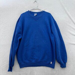 Vintage Russell Sweatshirt Mens XL Blue Fleece Pullover 90s Blank Made In USA